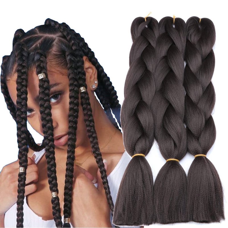 Sharopul Original Jumbo Braids Hair Extension 3pcs Pure Black Color 24inch 100g/pc For Twist Box Braiding Hair (4#) - Image 1